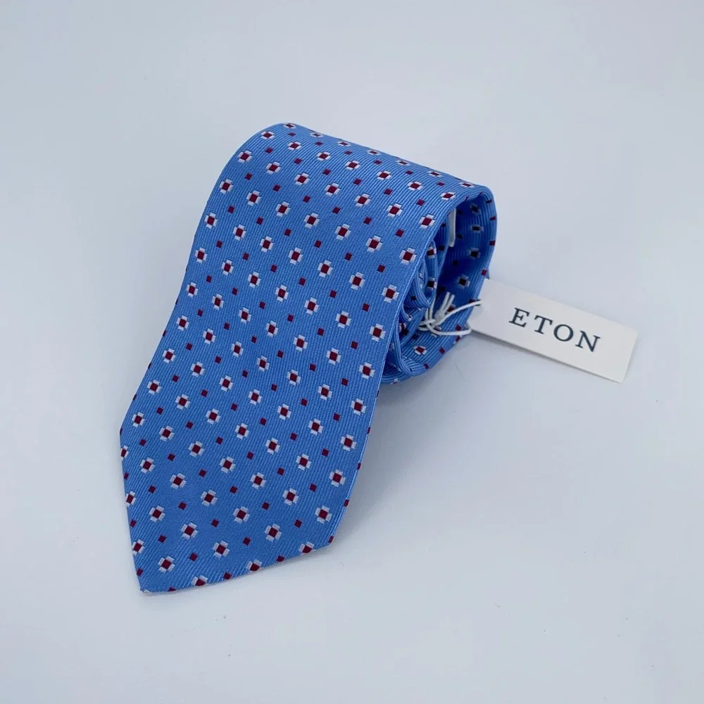 Eton Tie Mens One Size Multi Patterned Silk Classic Fit Necktie England Made NWT